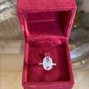 AAA CZ Oval Cut Eternity Ring 5+ Carat Sterling Silver Rhodium Size 6.5–7 Custom